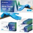 Medical Exam Blue Nitrile Gloves Medium 1000 Count - 3 Mil Powder and Latex Free Disposable Gloves - Case of 10 Boxes of 100
