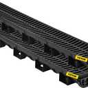 VEVOR Trench Drain System, Channel Drain with Plastic Grate, 5.7x3.1-Inch HDPE Drainage Trench, Black Plastic Garage Floor Drain, 6x39 Trench Drain Grate, with 6 End Caps, for Garden, Driveway-6 Pack
