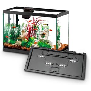 Aqueon Aquarium Starter Kit with Smart Clean Filtration and LED Lighting, Freshwater and Saltwater Fish, 20-Gallon (Black)
