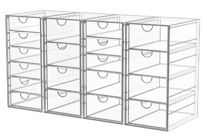 Acrylic Makeup Organizer with 19 Drawers, 4 Pack Clear Storage Drawers, Bathroom Makeup Organizer for Palettes, Cosmetic, and Beauty Supplies,Ideal for Vanity, Cabinet,Desk Organization