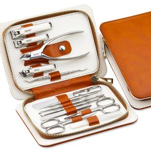 DEOU 13pcs Women Nail Grooming Kit Stainless Steel Professional Manicure Set Nail Care Tools with Luxurious Portable Travel Case Gift
