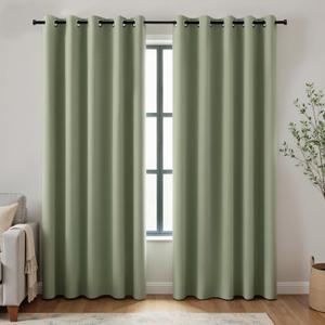 KOUFALL Dark Sage Curtains 72x84 Inches Long for Dining Room 2 Panels Blackout Room Darkening Curtain for Bedroom