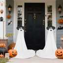 2 Packs Halloween Ghost Decorations Outdoor with RGB Lights - Remote Control & Timer, Spooky Decor for Porch, Yard, Garden, Party - Indoor/Outdoor Use (Battery Powered)