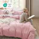 Bedsure Pink Duvet Cover King Size - 3 Pieces Prewashed Cotton-Like Polyester Extra Soft Bedding Set, Includes 1 Duvet Cover 104x90 Inches with Zipper Closure & 2 Pillow Shams, Comforter Not Included