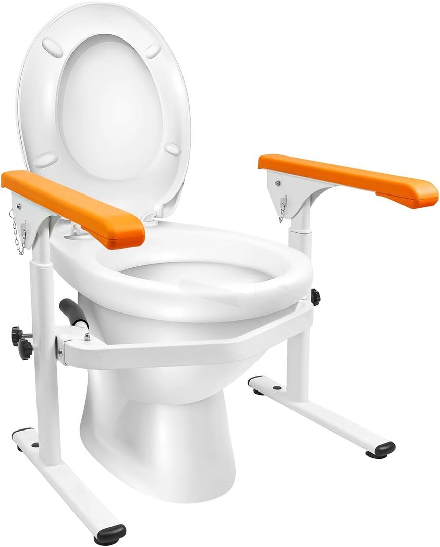 Heavy Duty Toilet Safety Frames & Rails for Elderly(661 LBS),Hand Rails for Toilet,Toilet Stand Up Assist,Toilet Handles,Adjustable Grab bar (Orange)