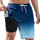 SILKWORLD Men's Swim Trunks with Compression Liner Quick Dry Bathing Suits 9 Inch Swimming Shorts with Cargo Pockets XL