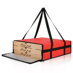 Bodaon Insulated Pizza Delivery Bag, 20" x 20" x 6" Pizza Warmer Bags for Carry Hot, Food Warmers for Parties, Pizza Thermal Insulation, Pizza Carrier for Catering, Red, 1-Pack
