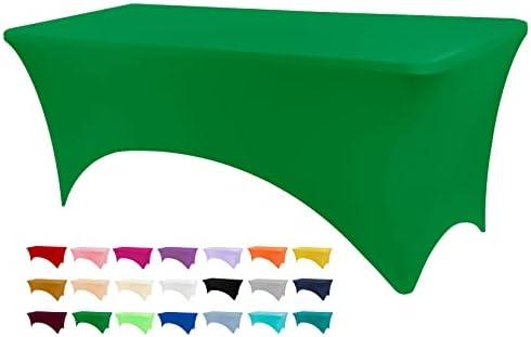 BDDC Table Cover for 6 Foot Tables, Emerald Green Washable and Wrinkle Resistant Stretch Tablecloths Rectangle 6ft for Events, Wedding, Banquets, Parties
