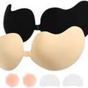 SAMFLAG Sticky Bra Backless Backless Strapless Bra Push Up for Nipple Cover Suitable for Daily, Party, Weddings Dress wear, B