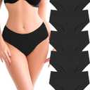 UNDER THE SEA Seamless Underwear for Women Plus Size Mid Rise Lingerie Brief Sexy No Show Panties Womens Cheeky 5 Pack (Medium)