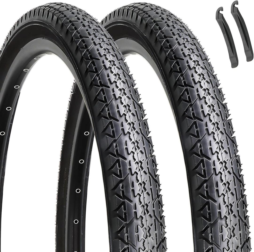 Hycline 26x2.125 Cruiser Bike Tires Set: 2-Pack 26-inch Premium Butyl Rubber Puncture-Resistant Folding Replacement Bicycle Tires for Beach Cruiser and Urban Commuting Bicycle