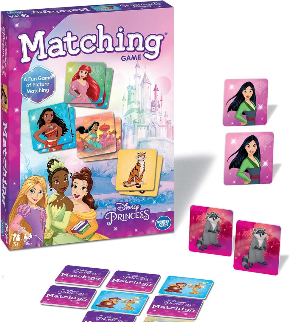 Wonder Forge Disney Princess Matching Game - Fun Memory Game for Kids Ages 3 and Up - Toddler Learning Toy Featuring Belle, Ariel, and Elsa and more Disney Princesses (10.6 inches (L) x 1.6 inches (W))