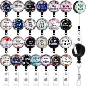 26 Pcs Inspirational Badge Reels Retractable Nurse Badge Holder Bulk with Motivational Quote CNA Nurse Week Gift Funny Name ID Clip for Doctor Nursing Medical Assistant Teacher Office Employee Gift