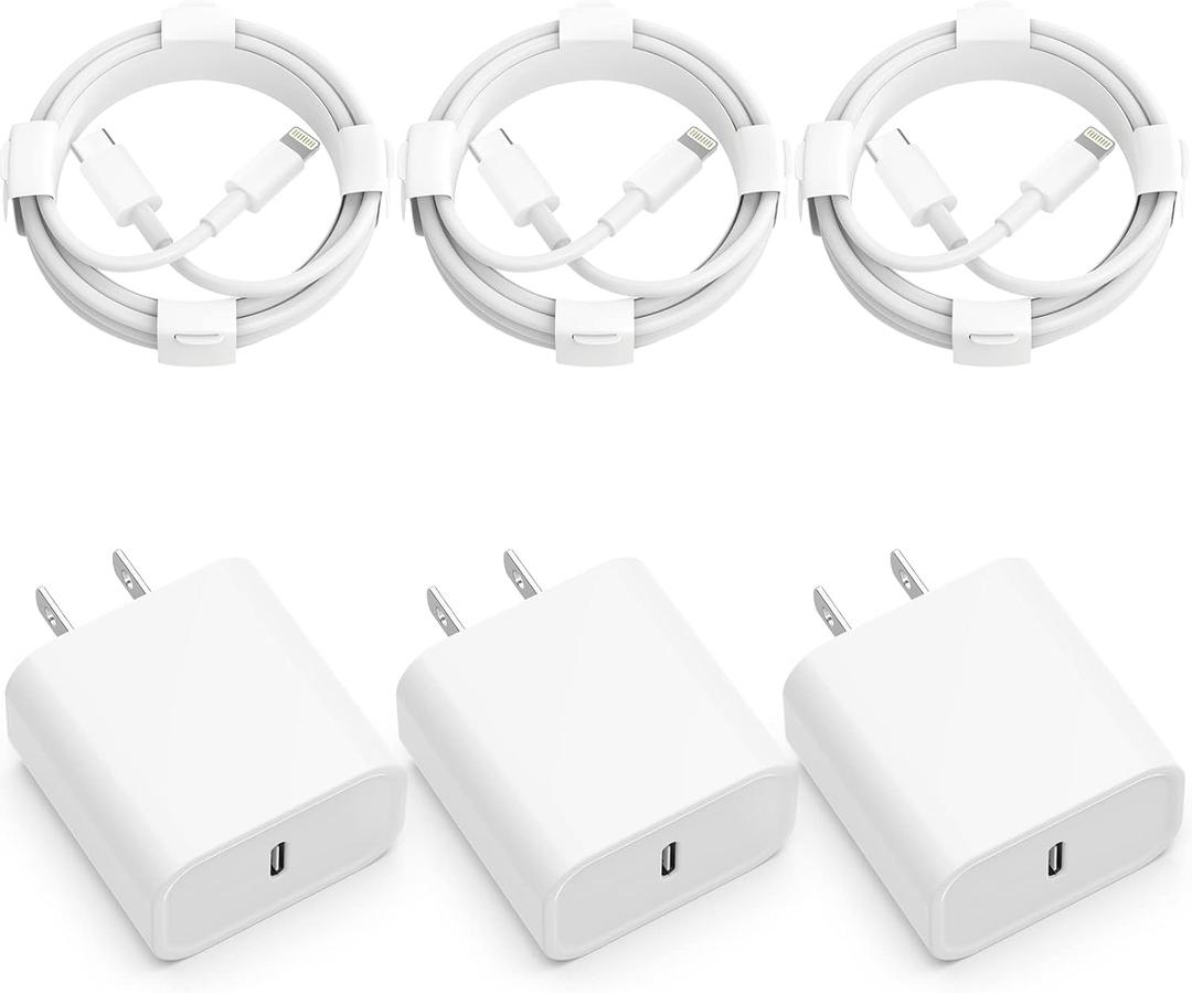 USB C Charger iPhone Charger Fast Charging 3Pack 20W Type C Wall Charger Block with 6FT Long USB C Charger Cable Compatible for iPhone 14Pro/13 Pro/12/12 Pro Max/11/XS Max/XS/XR/X/8 (White)