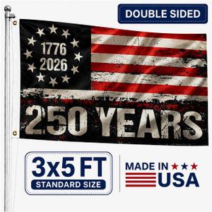 250 Anniversary USA Flag 3x5 - Double Sided 3-Ply 250 year american anniversary flag Heavy Duty - UV Protection & Fade Resistant & 3 Brass Grommets - 250 Years Of Freedom