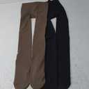 Caprilite 2 Pairs Women Fleece Lined Tights-Fake Translucent Leggings High Waist Pantyhose Sheer Thick Warm Tights For Women L