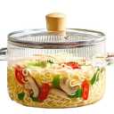 Le'raze Glass Cooking Pot with Lid - 1.6L(54oz) Heat Resistant Borosilicate Glass Cookware Stovetop Pot Set - Simmer Pot with Cover Safe for Soup, Milk, Baby Food Clear