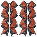 6PCS Glitter Cheer Bow Large Cheer Bows Rhinestones Hair Bows Girls 8"Cheerleading Bows Bulk Elastic Band Ponytail Holder for Teen Girls College Sports Competition Red Black