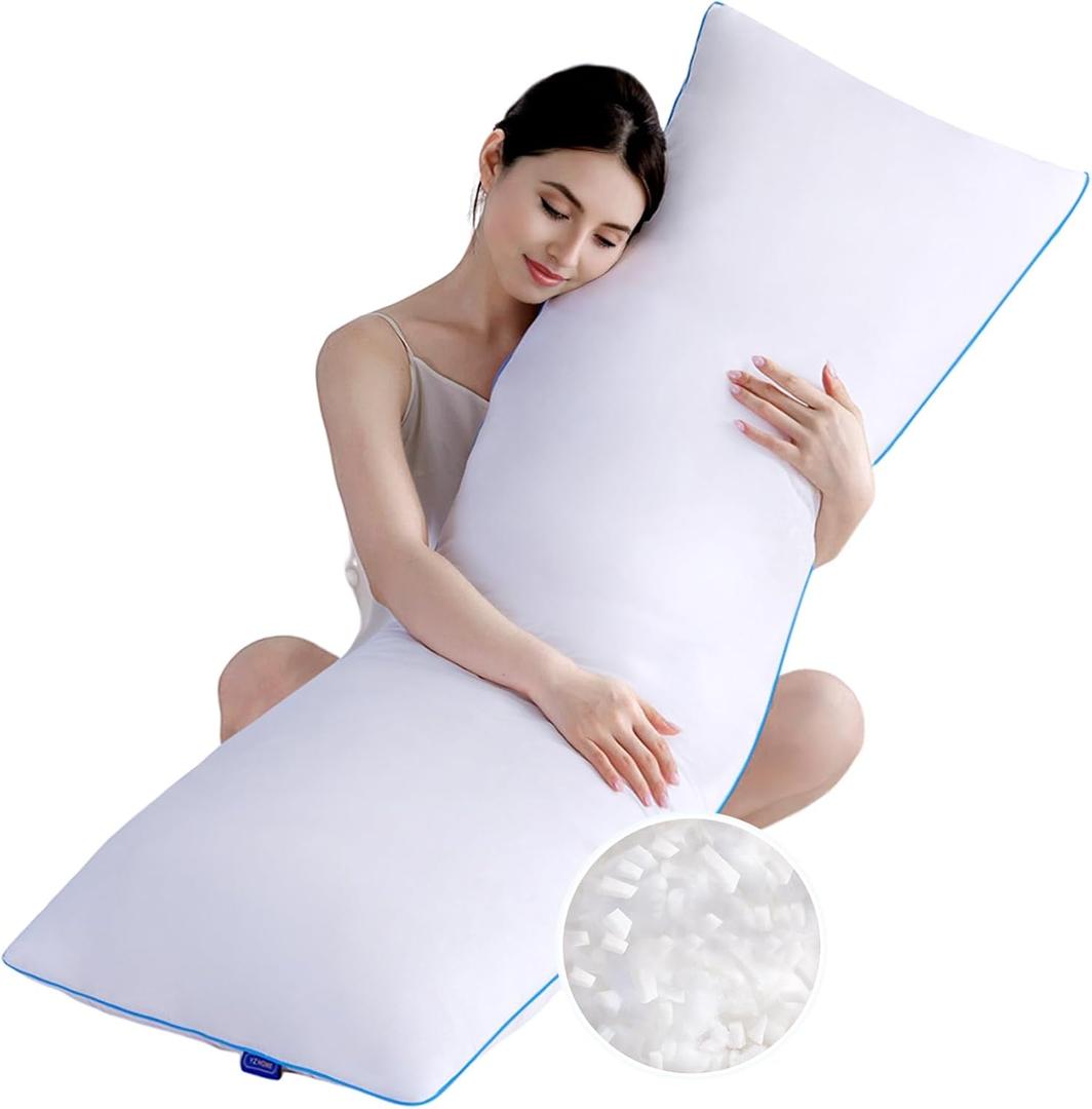 YZ HOME Memory Foam Body Pillow Insert - Full Body Pillow for Adults - Soft Large Long Bed Pillow for Side Sleeper (White, 20 Inchx54 Inch)