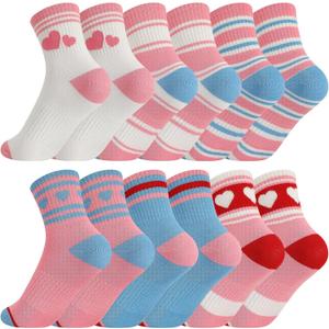 Jspupifip 6 Pairs Girls Crew Athletic Socks