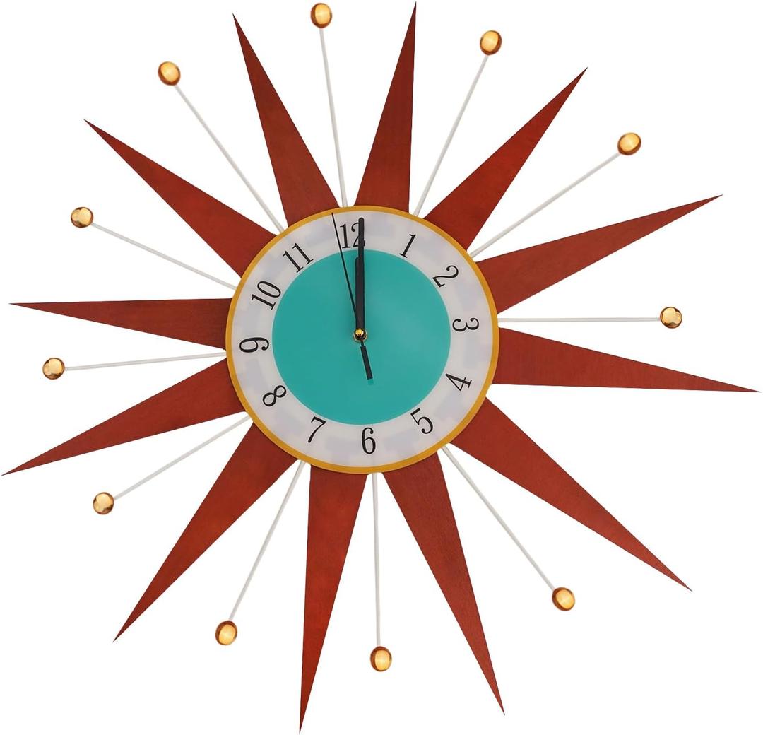 Large Wall Clock 18 Inch Modern Wall Clock Mid-Century Modern Decor Non-Ticking Battery Operated Colorful Clock Home Decorations for Living Room Bedroom Kitchen Office