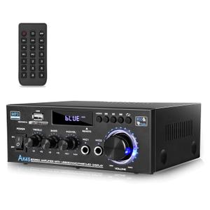 AK45 Amplifier Stereo Receiver Bluetooth 5.0 Power Amp 2 Channel 300W Home Audio Amplifier w/USB/SD Card/BT/Mic Input for Home/Garage/Ceiling/Passive Speaker Theater System