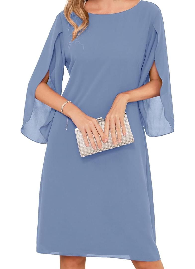 GRACE KARIN Womens Chiffon Dresses Flutter Sleeve Party Wedding Cocktail Dress Size 8