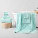 REDKISS 8-Piece Soft Bath Towel Sets, Extra Large 2 Bath Sheet (3570 in), 2 Hand Towel, 4 Washcloth, Microfiber Quick Dry & Absorbent, Aqua Towels for Bathroom