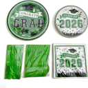 Graduation Plates and Napkins Green and White Graduation Decorations 2026 Tableware Class Of 2026 Grad Paper Plates and Napkins for Congrats Grad Party Decorations 120 PCS Green