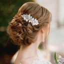 2 PCS Rhinestone Hair Clips, Metal Crystal Flower Hair Barrettes, Silver Plated Rhinestone Hair Jewelry, Bridal Hair Accessories for Women, Wedding, Party