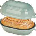 Enameled Cast Iron Dutch Oven for Sourdough Bread Baking,9 x 5-4/5 Inch Oval Cast Iron Bread Pan with Lid,Dutch Oven for Homemade Sourdough Baking,2.8QT Meatloaf Pan,Oven Safe (Sage Green)