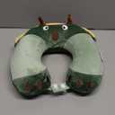 Niuniu Daddy Dinosaur Kids Travel Neck Pillow Road Trip Essentials for 3-8 Years Old, Memory Foam Dino Portable Pillow for Airplane Travel Essentials, Green Triceratops Cervical Pillow for Boys Girls