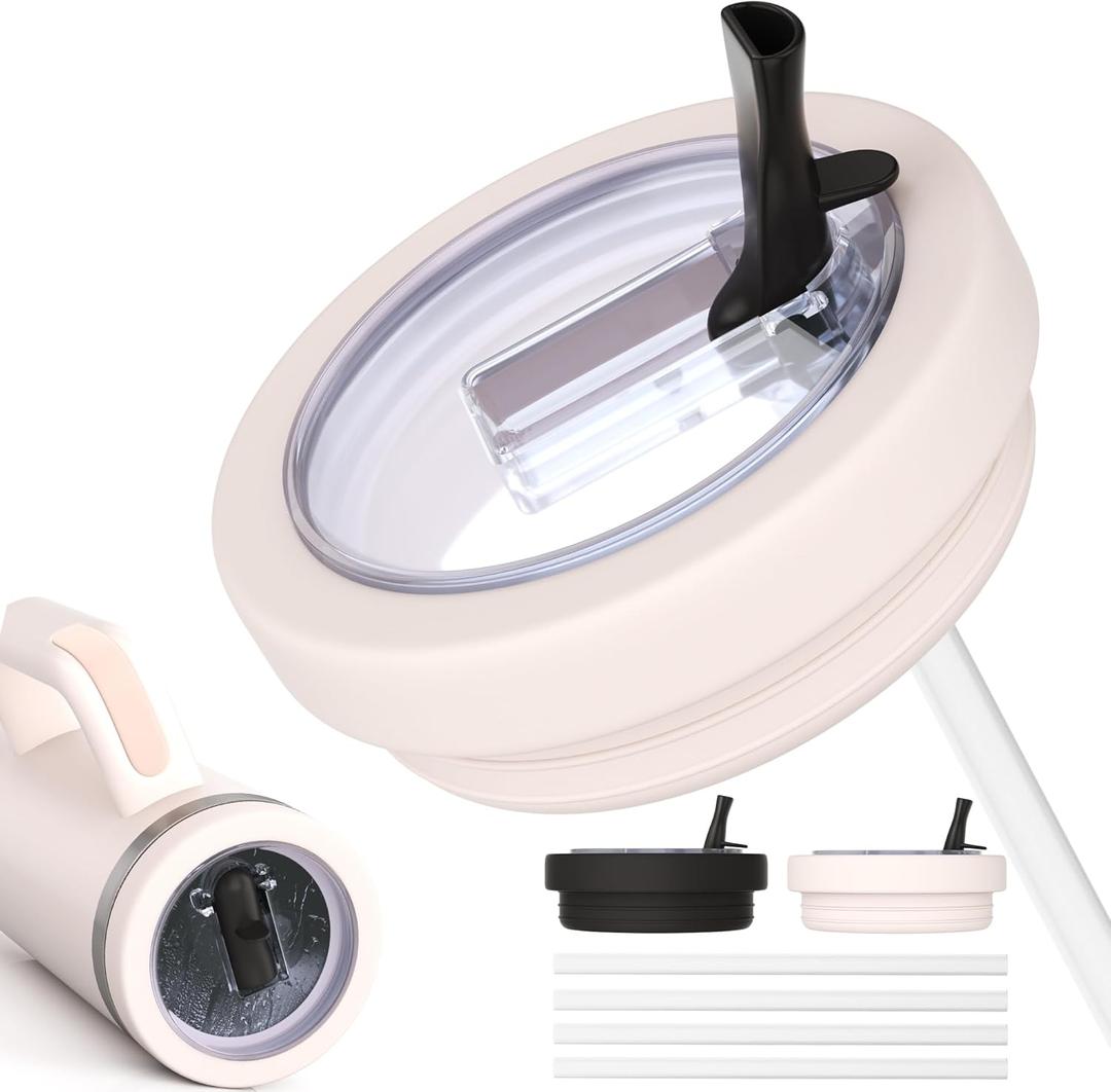 Tumbler Flip Straw Lid Replacement fit for Stanley Quencher 40 oz,Spill & Leak Proof Splash Resistant,Reusable Tritan Lids BPA Free Tumbler Cover for Stanley Cup Accessories