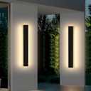 2 Pack Long Outdoor Porch Light, 23.6inch Modern LED Wall Sconce, IP65 Waterproof, 3 Color 3000K/4500K/6000K, 24W, Exterior Linear Lighting Fixture for Patio, Yard, Garage, Balcony