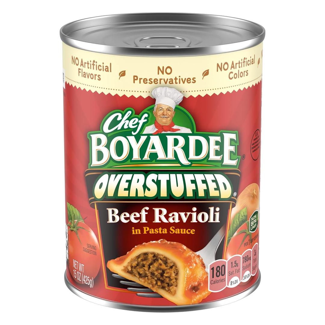 Chef Boyardee Overstuffed Beef Ravioli, 15 Oz Can (EXP 08/13/26)