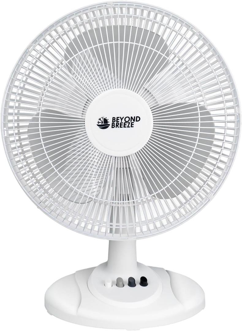 Oscillating Table Fan Quiet 3-Speed 12-Inch Adjustable Tilt Fan with Safety Grill, Ideal for Home, Office, Dorm