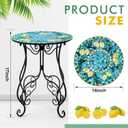 Geelin 14 Inch Lemon Small Outdoor Patio Side Table Lemon Round Mosaic Side Table Accent Indoor End Plant Metal Coffee Tea Furniture for Yard Porch Garden Living Room Bedroom