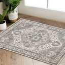 jinchan Area Rug 2x3 Entryway Rug Accent Indoor Vintage Floor Mat Grey Taupe Print Distressed Retro Carpet Soft Non Slip Washable Mat for Bathroom Kitchen Living Room Bedroom