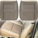 GXARTS Tan Driver & Passenger Side Bottom & Top Lean Back Replacement Leather Seat Cover & Driver Foam Cushion Fit for Ford F250 F350 F450 F550 Lariat 2002-2007 Fit for Ford Excursion 2002-2005