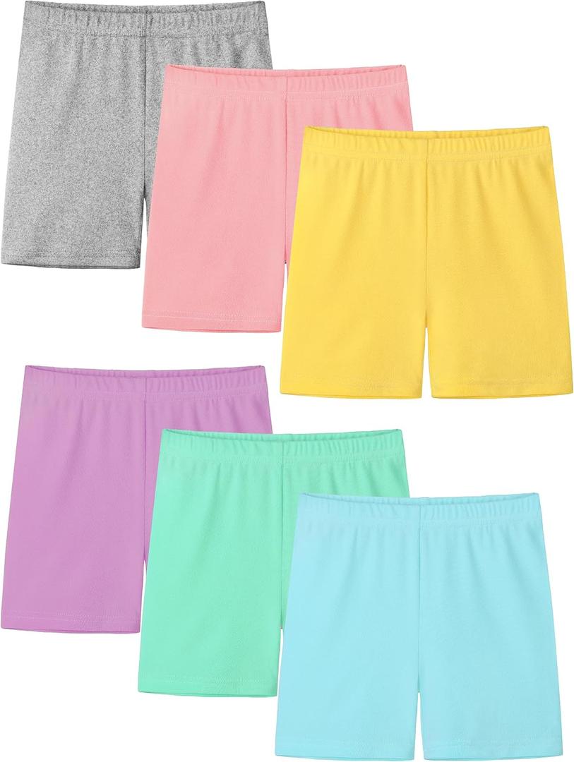 Resinta 6 Pack Girls Bike Shorts Under Dress Dance Cartwheel Shorts for Toddler Kids Summer Clothes Multicolor, 13-14Y
