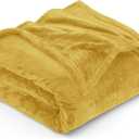 Utopia Bedding Fleece Blanket Queen Size Gold 300GSM Luxury Fuzzy Soft Anti-Static Microfiber Bed Blanket (90x90 Inch)