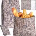 Set of 2 Size Beeswax Bread Bags for Sourdough Homemade Christmas Baking Gift Reusable Large Bread Bags Linen Storage Bag with Improved Beeswax Coating Food Wrap for Loaf Fresh Freezer(Brown)