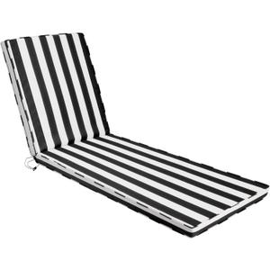 Chaise Lounge Cushions Outdoor Set of 2, 71"x22"x3" Patio Lounge Chair Furniture Cushions with Washable Covers for Pool, Patio, Lawn (Black+White Stripes, 2 Pcs)