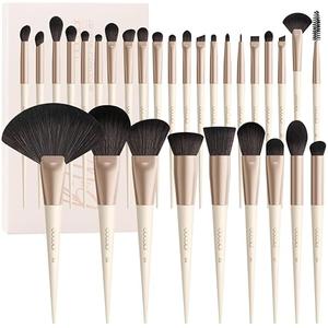 Docolor Makeup Brushes Set Professional 30Pcs Makeup Brushes Premium Synthetic Powder Kabuki Foundation Contour Blush Concealer Eye Shadow Blending Eyeliner Crease Eyebrow Make Up Brush Kit - Beige