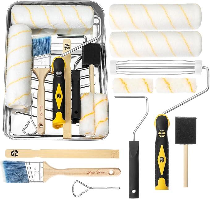 Bates  Paint Tray Set, Paint Rollers, Paint Brushes for Wall, Tray, Roller Brush, 11 Piece Home Painting Supplies, Foam Brush, House Painting Supplies, Painting Tools, Interior, Exterior
