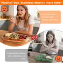 2 x Bandesun Stainless Steel Snack Containers for Kids & Adults, 1 Pack Leek Proof Metal Bento Lunch Box with lids, Lunchable Containers for Travel, School, Home - Stackable Bento Snack Box