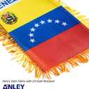 Anley 4 X 6 Inch Venezuela Fringy Window Hanging Flag - Mini Flag Banner & Car Rearview Mirror Dcor - Fringed & Double Sided - Venezuelan Hanging Flag with Suction Cup