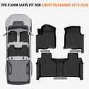 Floor Mats for 2019-2026 Chevy Silverado/GMC Sierra 1500 Crew Cab, 2020-2025 Chevrolet Silverado/GMC Sierra 2500HD/3500HD Crew Cab with Rear Under-Seat Storage, Floor Liners for Silverado Accessories