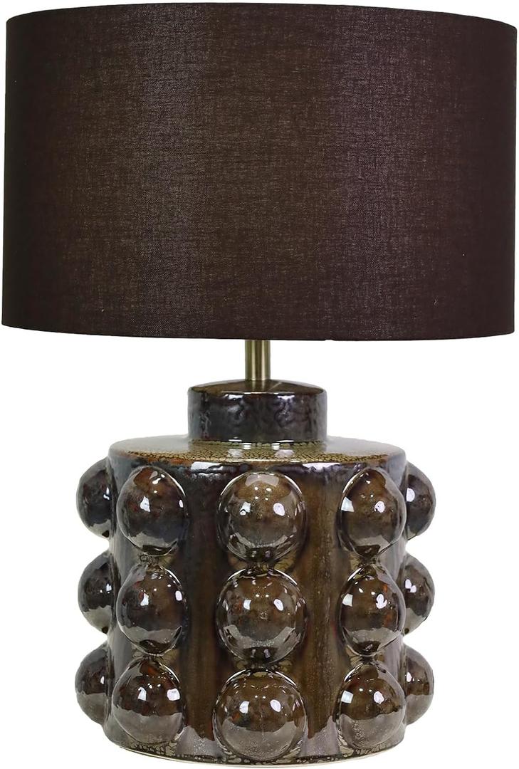 Ceramic Kiln Changed Glaze Table Lamp, 16 x 16 x 23 Inch Ceramic Base with Black Shade, Kiln Change Glaze