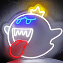 JOSEBRU Neon Sign King Boo The Ghost Face LED Neon Light Mario Lamp Acrylic Sign for Game Room Decor Gaming Light Accessory Gifts for Boy Room Decor (blue)